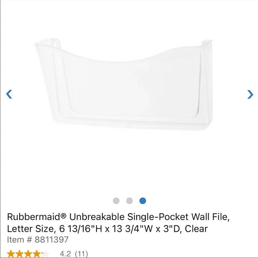 Rubbermaid Unbeeakable Clear Wall File, NWT